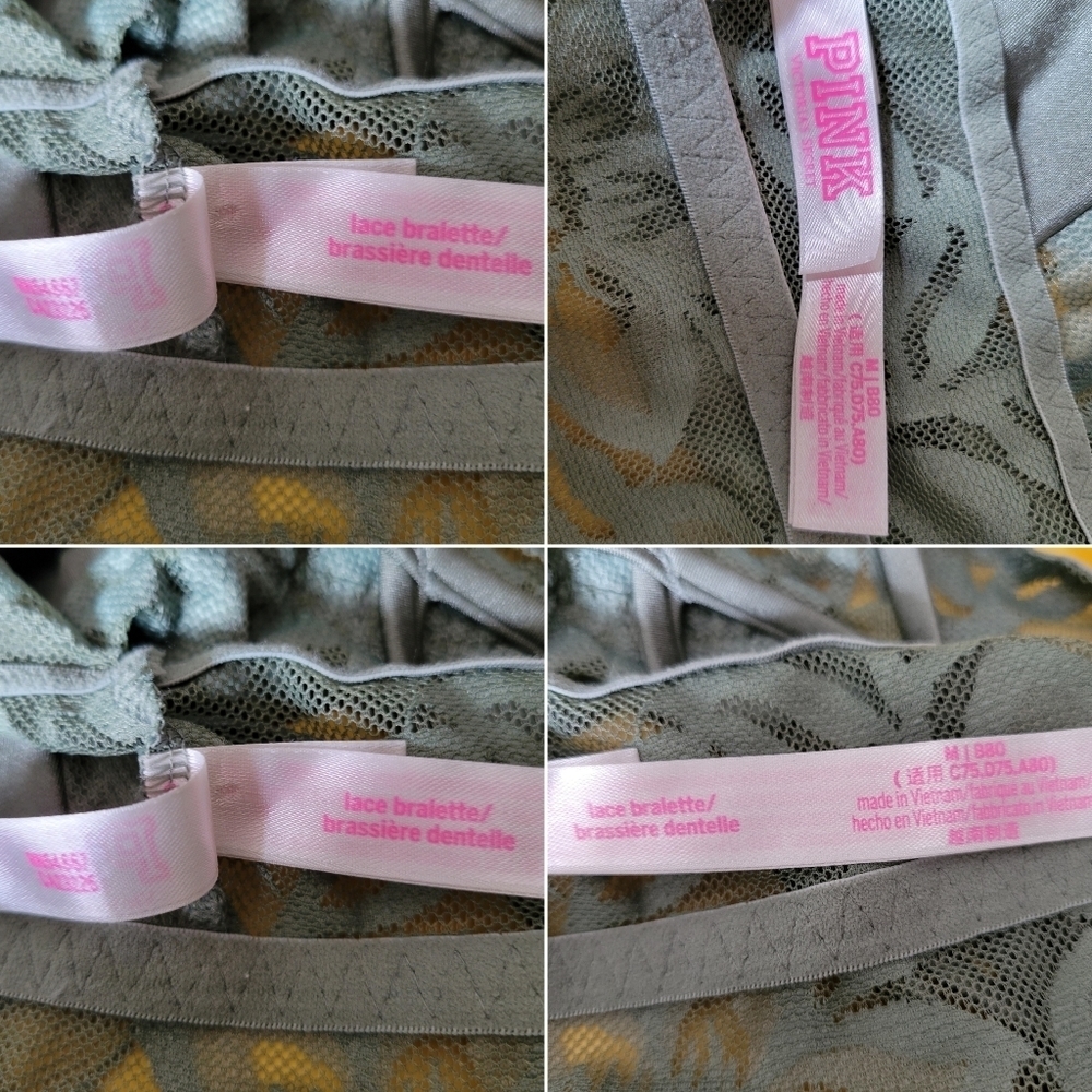 VS PINK // ltd ed stretchy satin & lace strappy cross back plunge bralette - Picture 9 of 10